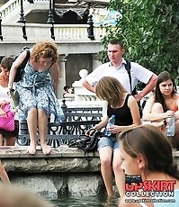 Awesome sheer pantyhose up skirts